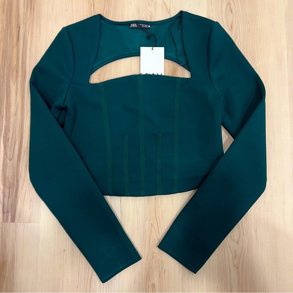 NWT Zara Squareneck Crop Top - Picture 1 of 3
